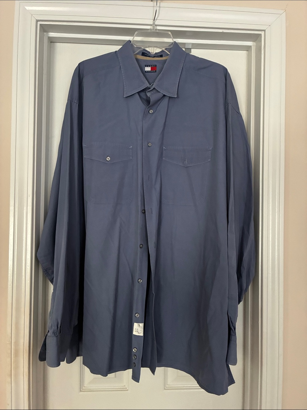 Tommy Hilfiger 18 37-38 Tall Men's Slate Button-Down Shirt in Blue